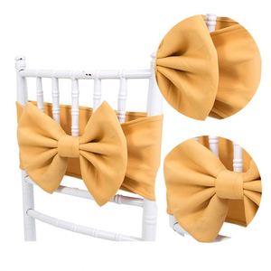 2026 New Customized Blush <b>Pink</b> Chair Sashes Polyester Bow Flower Chair Sashes for Banquet - Product Image 3