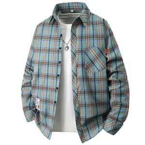 Camisa de Franela a Cuadros de Talla Grande para Hombre, Diseño Personalizado, Cuello Camisero, Manga Larga, Cierre de Botón, Teñido en Hilo - Product Image 3