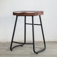 Tabouret de bar moderne en bois avec structure métallique, style nordique, chaise de comptoir de cuisine pour la maison, le café, le restaurant