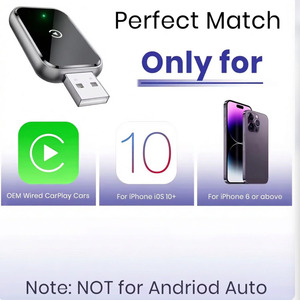 Adaptador Inalámbrico CarPlay 2 en 1, CarPlay Inalámbrico, Adaptador para Auto con Bluetooth <span class=keywords><strong>USB</strong></span> para Autos Originales, Compatible con Apple - Product Image 3