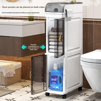 Mueble de Almacenamiento de Plástico de 18 cm con Ranura para Toallas y Ruedas para Baño