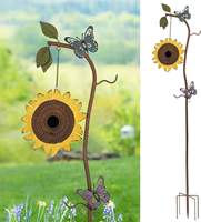 Mangeoire à oiseaux en fer thermolaqué robuste et réglable, écologique, design vintage traditionnel tournesol pour jardin