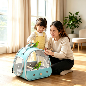 Bolsa de Transporte Portátil para Aves con Ventana Transparente y Transpirable, Jaula de Transporte para Loros con Percha de Madera para Periquitos, Cacatúas y Agapornis - Product Image 6