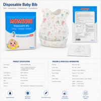 MOMSBIB Lot de 20 bavoirs pour enfants en tissu non tissé, film PE, sans BPA, imperméables, anti-déversement et anti-salissures pour l'alimentation