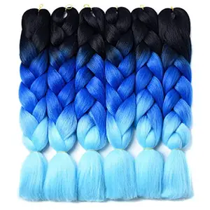 1b-blue บราซิลนามสกุลผมแอฟริกันถัก Braids เป็นกลุ่มผมถักเปียผมจัมโบ้สังเคราะห์ถักเปียผม