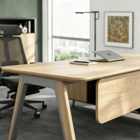 Bureau de direction moderne avec armoire latérale, poste de travail informatique, mobilier de maison