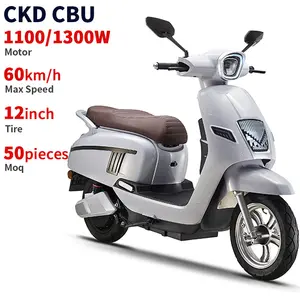 CKD SKD 12inch tire 1100W/1300W 60km/h max speed pedal electric motorcycle moped made in china