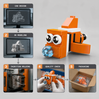 Ensemble de construction personnalisé Poisson-clown, Jouets éducatifs pour enfants, Jouets promotionnels, Modèle animal OEM sous marque privée
