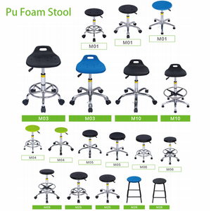 Silla Antiestática ESD para Laboratorio, Taburete Redondo de Poliuretano con Espuma PU, Ergonómico, Altura Ajustable, Respaldo, Anillo Giratorio para los Pies y Ruedas - Product Image 4