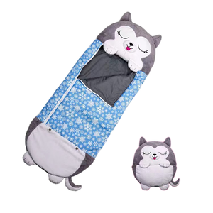 Sac de couchage en peluche anti-coup de pied avec oreiller intégré, motif animaux de dessin animé mignons, pour enfants garçons et filles, utilisation 3 saisons - Product Image 1