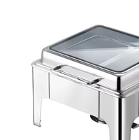 Ensemble chauffe-plat intérieur électrique carré en acier inoxydable d'une capacité de 9L pour mariages, buffets, hôtels, y compris chauffe-plats