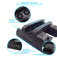 Support vertical 3 en 1 pour PS4/PS4 Slim/PS4 PRO avec station de charge double pour manettes, jeux pour Sony Playstation 4, ventilateur de refroidissement