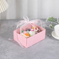 XJH Fête des Mères Rose Boîte à Gâteau Dessert Jaune Boîtes à Gâteau avec Couvercle Transparent Boîte Cadeau pour Fête de Mariage
