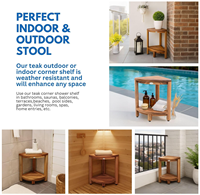 Tabouret de douche en teck massif pour salle de bain, petit banc d'angle, repose-pieds, siège de bain en bois robuste, montage facile, durable, facile