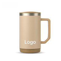 Mug à café isotherme de bureau avec revêtement céramique intérieur en acier inoxydable, interrupteur coulissant facile et poignée ergonomique
