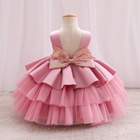 Vente en gros de robe de princesse d'été en satin pour filles robe florale de banquet et de mariage pompadour de gâteau de fantaisie