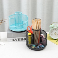 Porte-stylos et organiseur de bureau rotatif à 360 degrés en métal avec affichage de la température