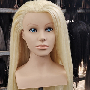 Tête de Mannequin avec de Vrais Cheveux Humains pour Formation, Présentation de Perruques, avec Épaules - Product Image 1