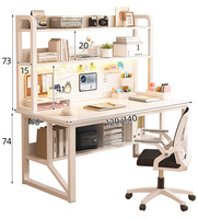 Bureau en bois avec étagère intégrée, design moderne, bureau d'étude pour étudiants, étagère de rangement, bureau d'ordinateur simple, bureau en MDF