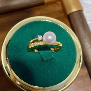 10701 DIY Pearl Accessories S925 <b>Silver</b> Ring Empty Holder Flower Style <b>Silver</b> Jewelry Holder with 7-9mm Round <b>Beads</b> - Product Image 1