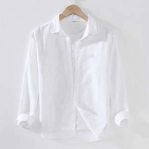 <span class=keywords><strong>Camicia</strong></span> da <span class=keywords><strong>uomo</strong></span> casual a maniche lunghe in <span class=keywords><strong>misto</strong></span> cotone e <span class=keywords><strong>lino</strong></span> FLN 2026 con colletto quadrato, personalizzabile, per la primavera/estate - Product Image 1