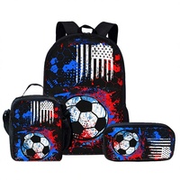 Sac à dos scolaire et sac à déjeuner en polyester Oxford de haute qualité avec logo personnalisé OEM pour enfants de 6 à 12 ans, garçons et filles, motif géométrique respirant