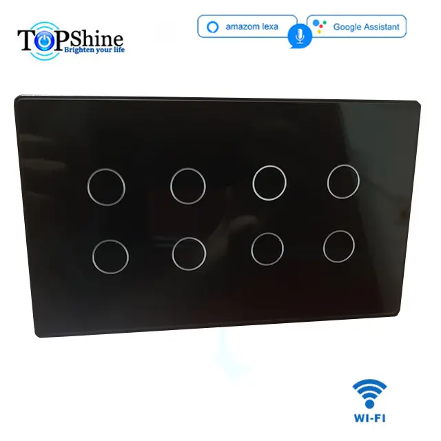 Topshine 147 סוג Alexa ו-google בית מופעל 5 כדי 8 כנופיית דימר מאוורר וילון באופן חופשי בשילוב Wi-Fi חכם מגע מתג