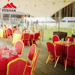 Professional Banquet Furniture Wedding Event Chair In Red Color Stacking Hotel Hall Chair Metal Aluminum Chair For Sale