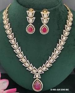 Premium Fashionable Mehandi CZ Moissanite Kundan Necklace for Women Wedding Bridal Engagement Party Wear Statement Jewelry - Product Image 2