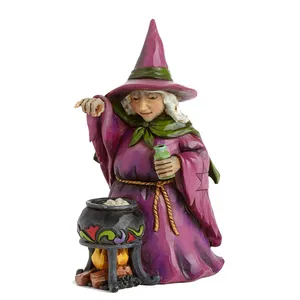 Customized wholesale handmade crafts resin miniature Halloween witch statue decor witch figurine gift sale