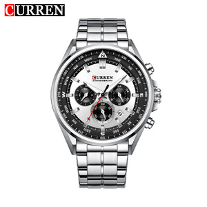 Montre CURREN 8399 pour homme, luxe, sport, dessin animé, mode, décontractée, boîtier en alliage, bracelet en acier inoxydable, verre étanche, quartz, 45 mm - Product Image 1
