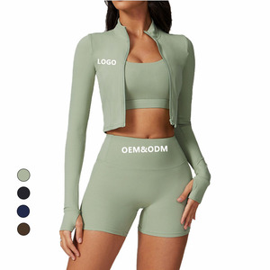 Ensemble de yoga sans couture 2026 pour femmes, avec leggings et veste, pour la gym et le fitness – Vente en gros personnalisée - Product Image 1