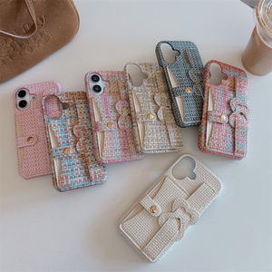 Patrón tejido Corazón Muñequera Titular Tarjeta Bolsa Funda de teléfono para Iphone17 16 Pro <span class=keywords><strong>Max</strong></span> 15 14 13 12 11 Calidad garantizada - Product Image 2