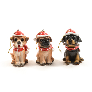 Colgante de Perro con Gorro de Papá Noel 7x6cm H 9.5cm Surtido - Product Image 1