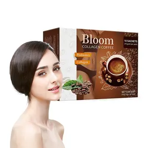 Bloom Collagen coffee Vitamin Hair Skin Nail supplement hydrolyzed marine probiotics collagen coffee drink for skin tea