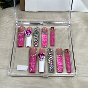 10 pièces ongles artificiels faux ongles conseils <span class=keywords><strong>avec</strong></span> <span class=keywords><strong>diamant</strong></span> Design acrylique ongles presse sur Super Long fini faux ongles fournisseur - Product Image 2