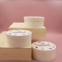 Boîte à gâteau ronde en bois avec couvercle imprimé personnalisé pour l'emballage de desserts et pâtisseries au durian