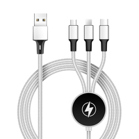 Ukalun Caliente Multifuncional 5V 2.4A LED Rojo Azul Amarillo Verde USB-C Micro Cable Cargador 3 en 1 para iPhone