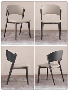 Ensemble de chaises de salle à manger contemporaines, dossier en tissu bicolore, design ergonomique incurvé, structure en métal robuste, décoration intérieure - Product Image 4