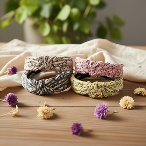 Diadema con estampado de crisantemo, diadema elástica para mujer, accesorio de moda, estampado informal de algodón vintage - Product Image 3