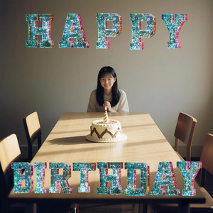 Lettres irisées lumineuses JOYEUX ANNIVERSAIRE Décoration créative pour fête d'anniversaire Lumières LED colorées - Product Image 4
