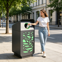 Poubelle extérieure moderne de luxe écologique en métal à ouverture supérieure MAX pour usage commercial