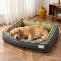 Lit pour chien en daim luxueux entièrement amovible et lavable avec rembourrage en polyester pour Golden Retriever et Border Collie, utilisable toute l'année