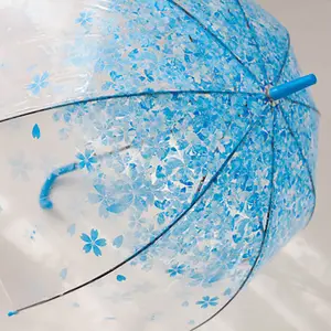 Promozione della fabbrica ombrello trasparente fiore principessa giappone Sakura ombrello parasole a basso prezzo bello ombrello per la ragazza