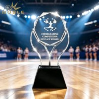 Noble Factory Ofrece Trofeos de Cristal para Animadoras al por Mayor con Logotipos Personalizados para Uso en Competiciones de Animadoras
