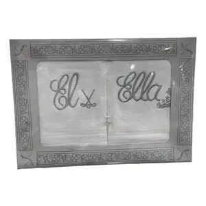 Serviettes brodées pour lui et pour elle, 100% coton, rectangulaires, pour la maison et la salle de bain - Product Image 3