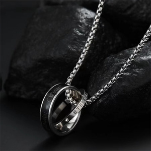 Kalung Liontin Cincin Salib Gaya Korea untuk Pria, Aksesoris Rantai Baja Titanium Trendi untuk Sehari-hari, Perhiasan Jalanan 2024 - Product Image 3