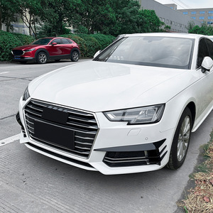 Audi A4 B9 Sline 2017-19 Front Air Intake Grille Spoiler Piano Black Carbon Fiber Texture ABS Retrofit Upgrade - Product Image 2