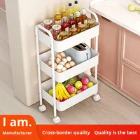 Vente directe usine - Chariot roulant multifonctionnel mince en métal à 4 roues et 3 niveaux pour cuisine, salon, bureau, transport alimentaire