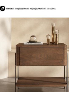 Jugu 2026 Nuevo y Elegante Mueble de Noche Moderno Minimalista de Madera Maciza Lacada con Chapa de Madera Natural para Dormitorio - Product Image 2